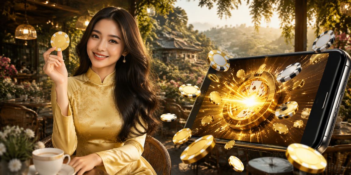 Người dùng Đà Lạt mặc áo dài tham gia game bài trực tuyến trong không gian thanh lịch